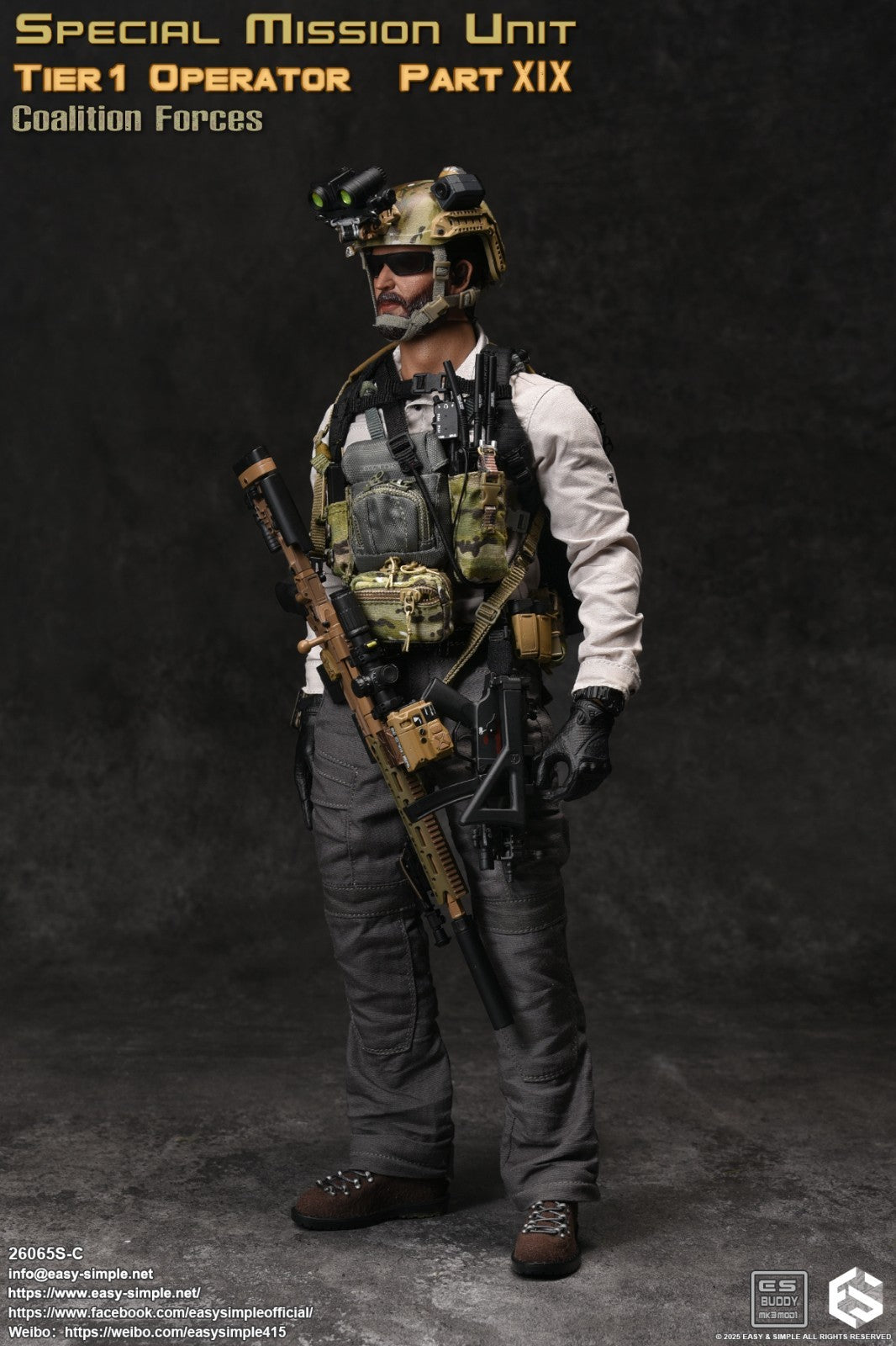 1:6 Easy & Simple Coalition Force Multicam Gray Chest Rig for 12" Figure 26065SC