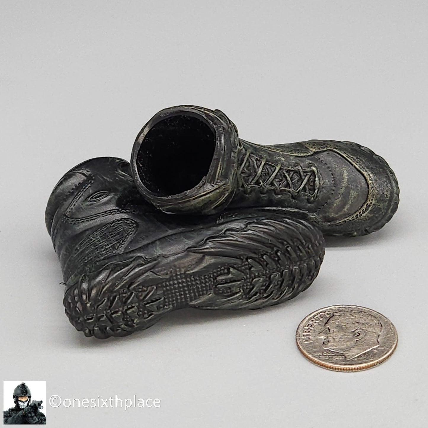 1:6 scale ExperToys Ranger Molded Black Oakley Boots (Foot Type) for 12" Figures