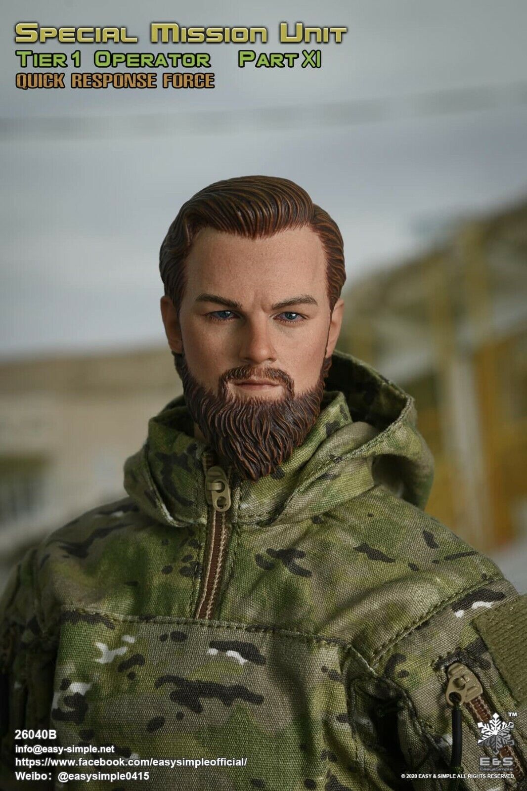 1:6 Easy & Simple Quick Response Force Male Head Sculpt for 12" Figures