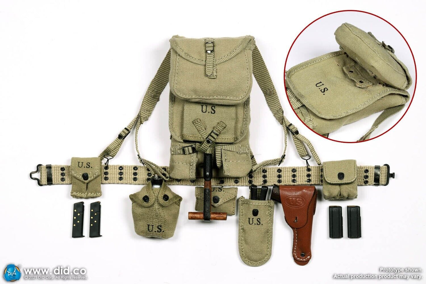 1:6 scale DiD WWII Sergeant Horvath Entrenching Tool w/ Cover for 12" Figures