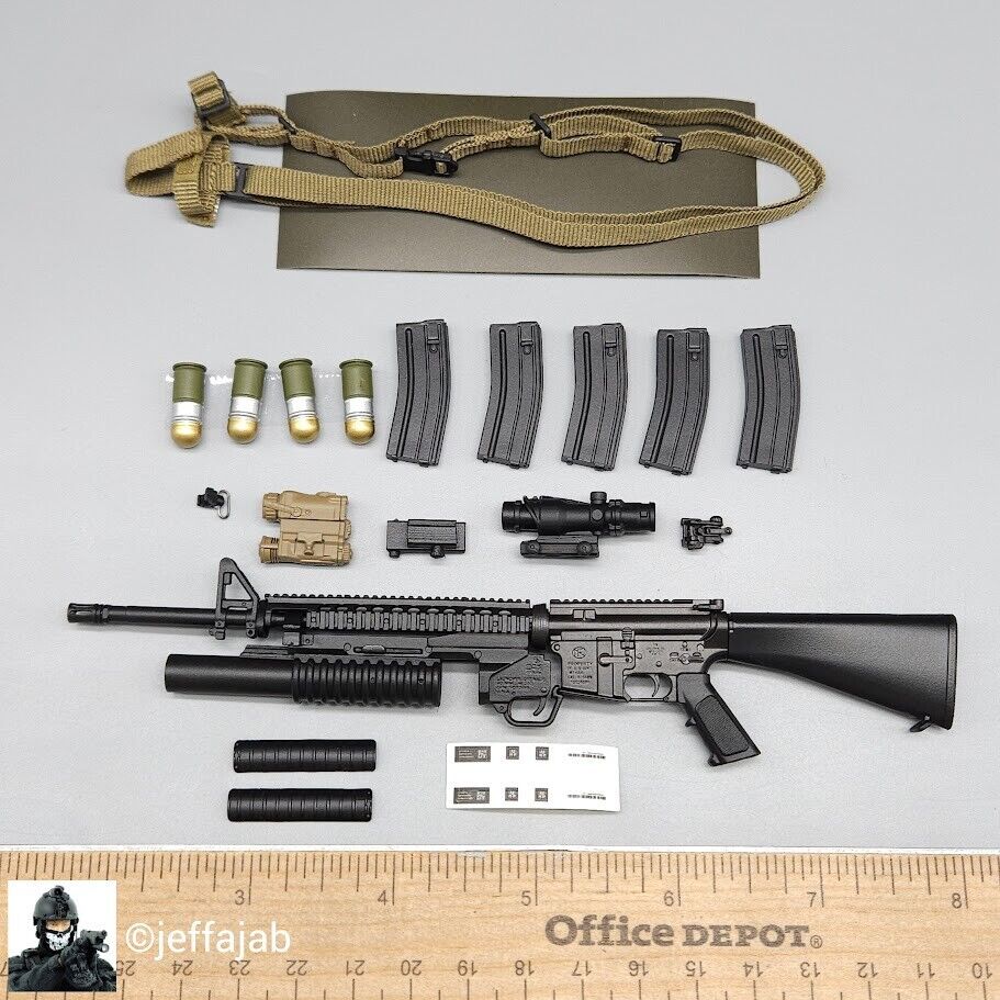 1:6 Easy & Simple USMC M16A4 Rifle w/ M203 Grenade Launcher for 12" Figures