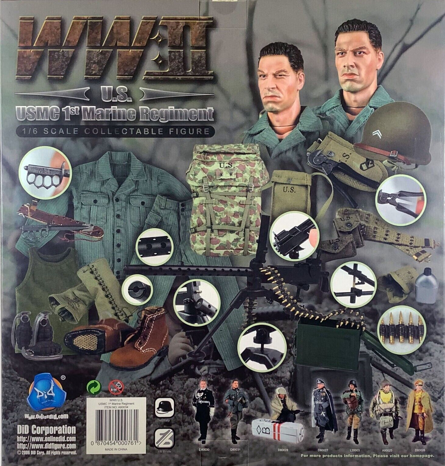 1:6 scale DiD WWII USMC George Puller Green Uniform READ NOTES for 12" Figures