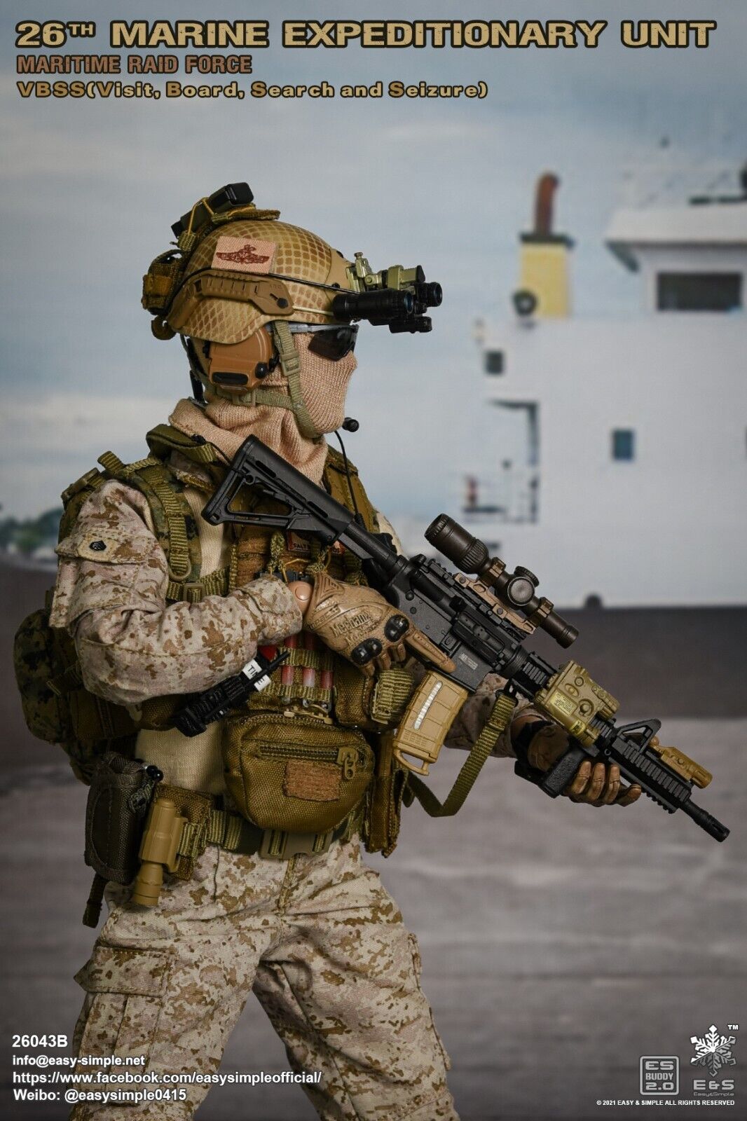 1:6 scale Easy & Simple USMC 26th MEU Helmet w/ NVG Set for 12" Figures