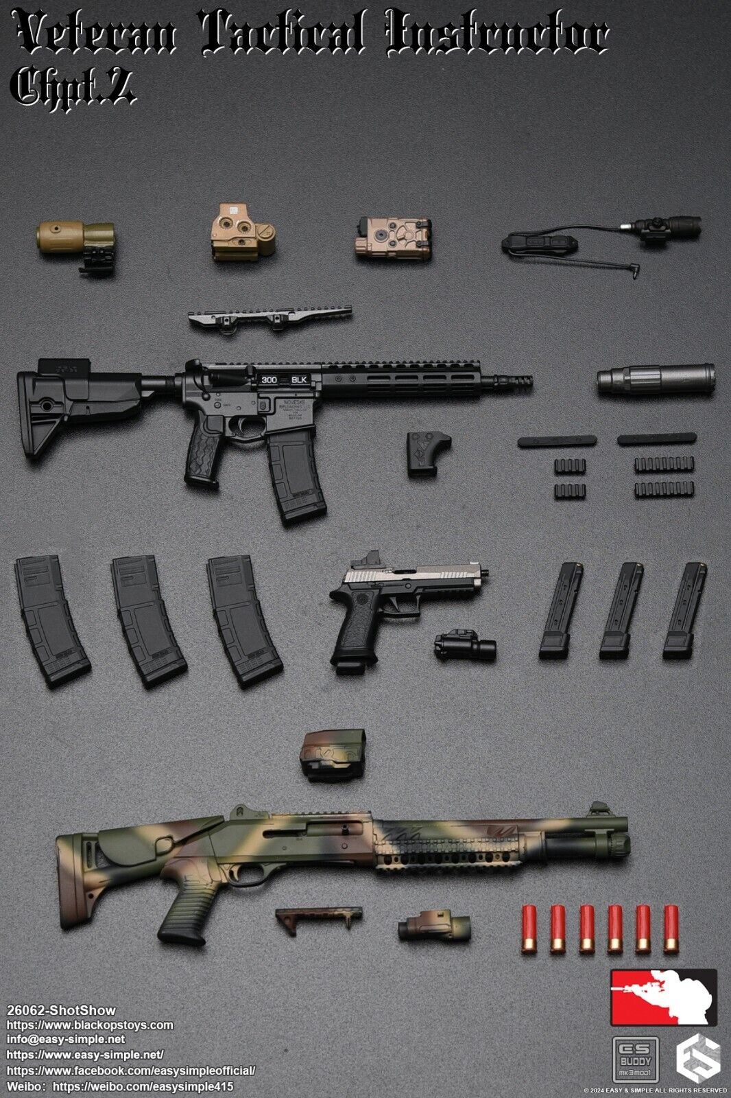 1:6 Easy & Simple Veteran Tactical Instructor Ch II SHOT Show Pistol w/ Holster