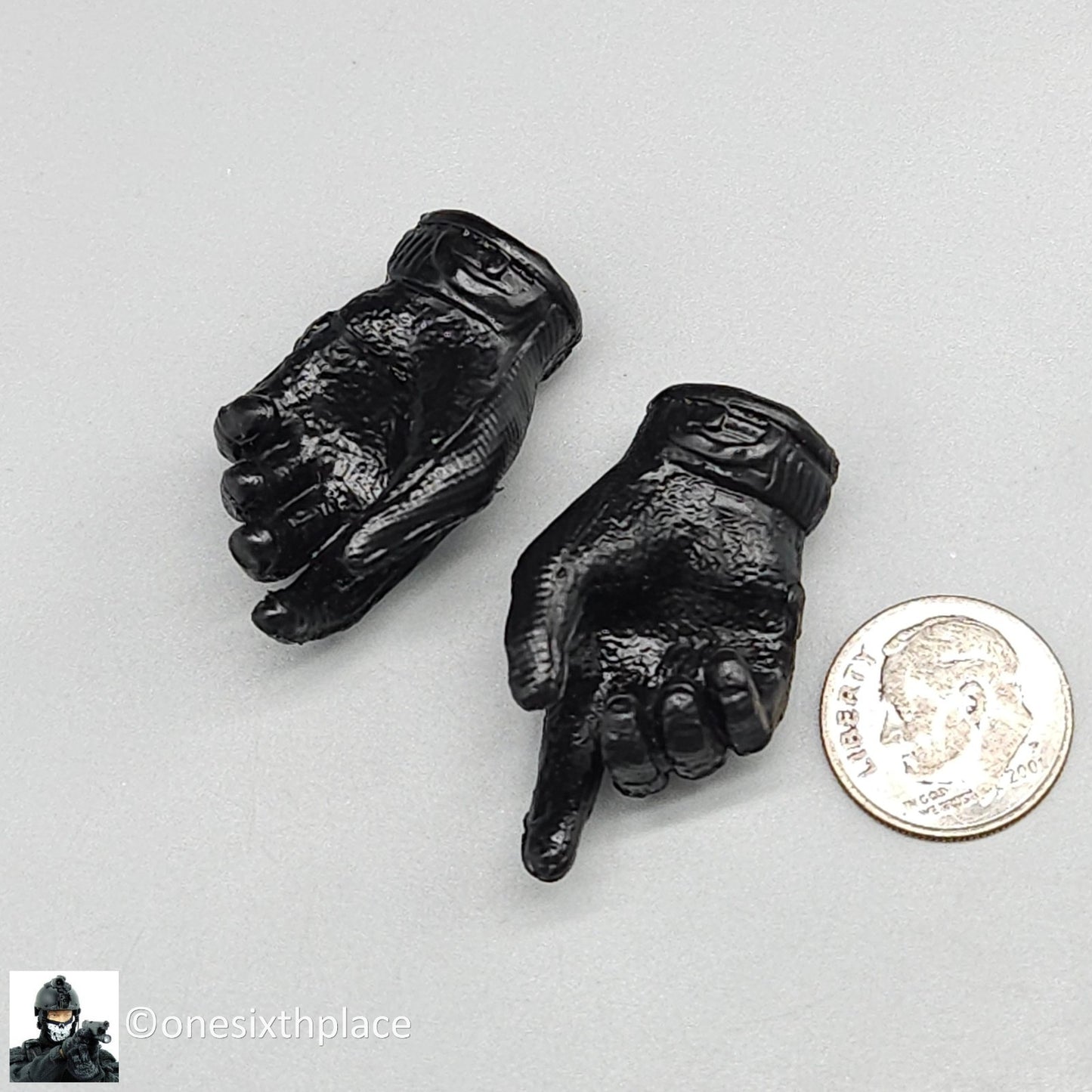 1:6 Easy & Simple Molded Black Mechanix Gloved Hands for 12" Figures