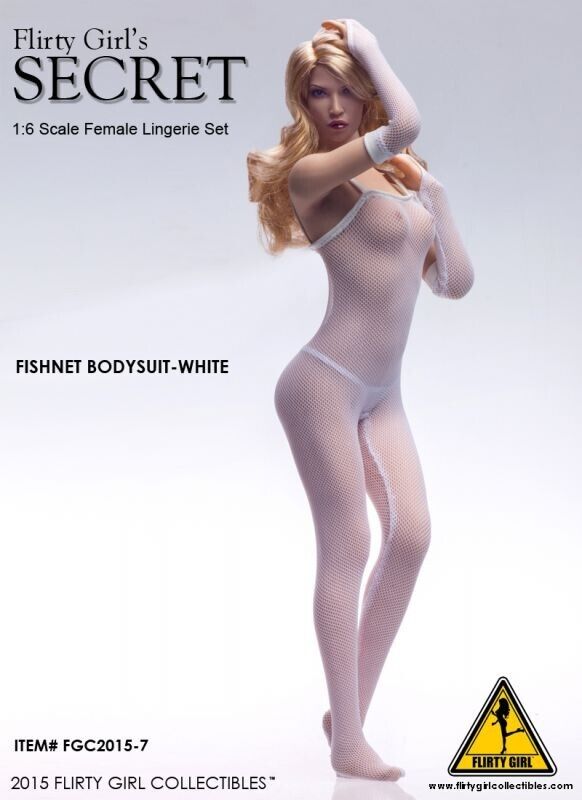 1:6 Flirty Girl Secret Female White Fishnet Bodysuit Lingerie for 12" Figures