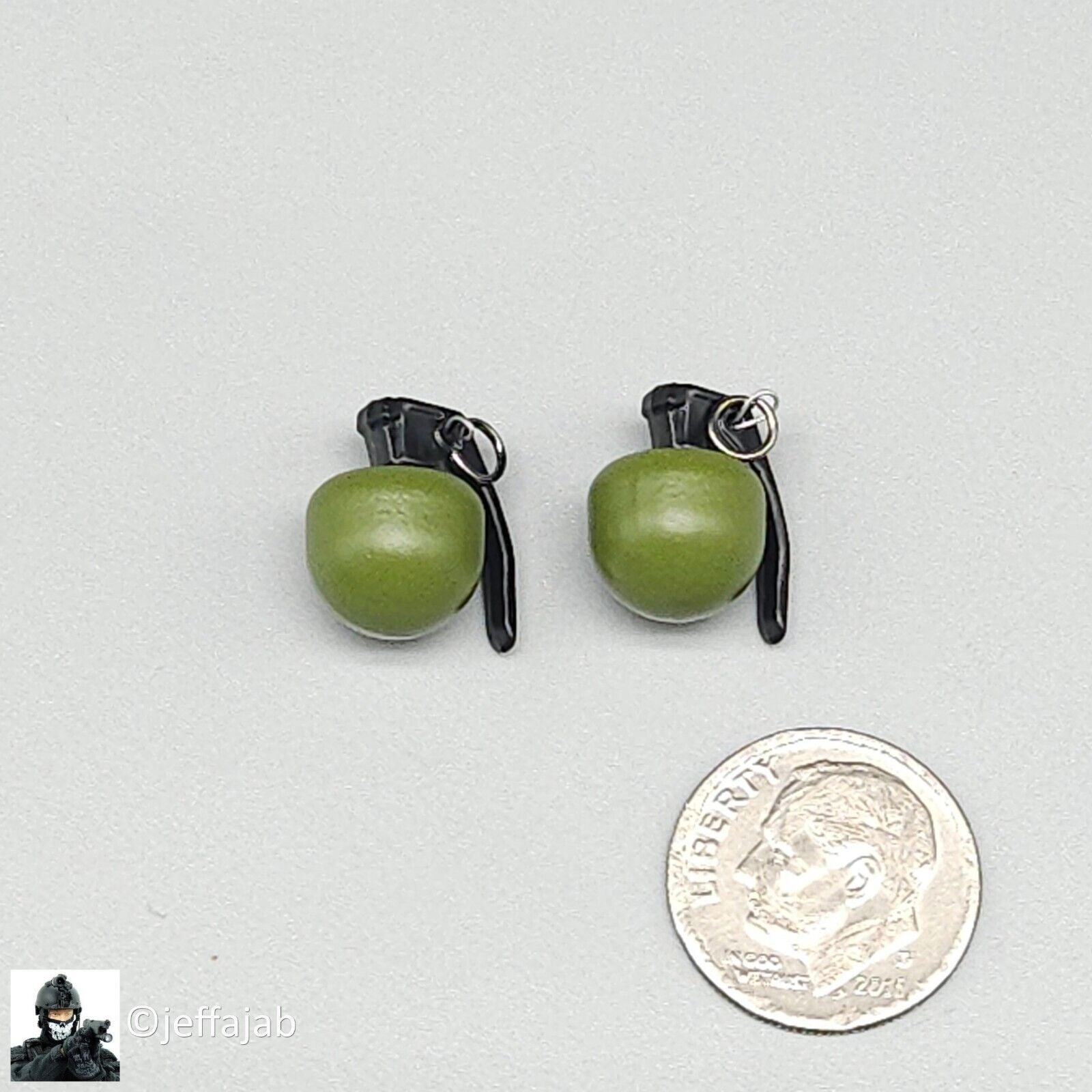 1:6 scale QO Toys Vietnam 101st Airborne Hamburger Hill Metal M67 Grenades (x2)