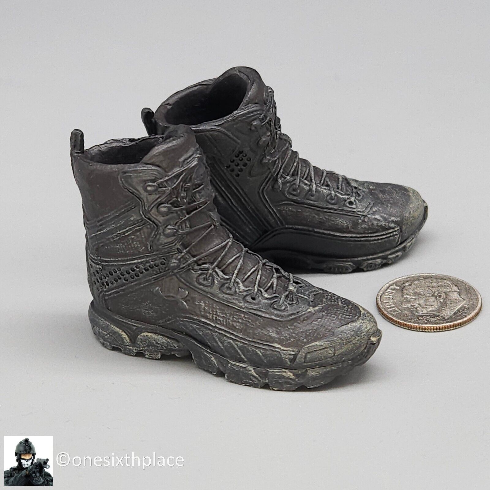 1:6 scale Darkzone Agent Molded Black Boots (Peg Type) for 12" Figures