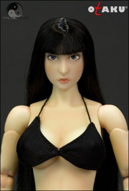 1:6 Triad Toys Otaku 1.0 Pale Female Anime Black Hair Head Sculpt for 12" Figure