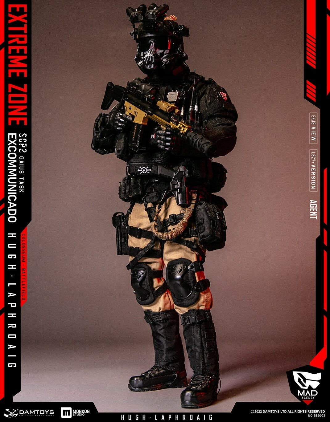 1:6 DamToys Extreme Zone Agent Hugh Laphroaig Hatch Knee Pads for 12" Figures