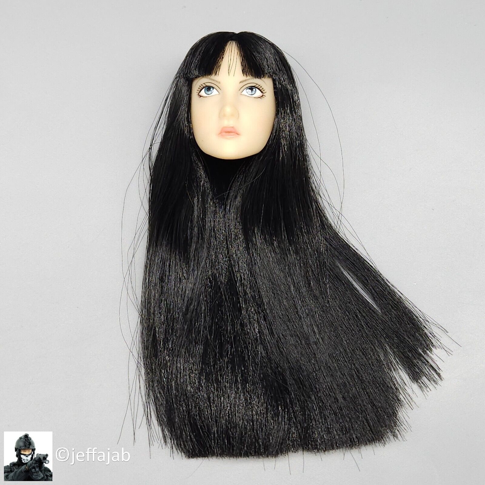 1:6 Triad Toys Otaku 1.0 Pale Female Anime Black Hair Head Sculpt for 12" Figure