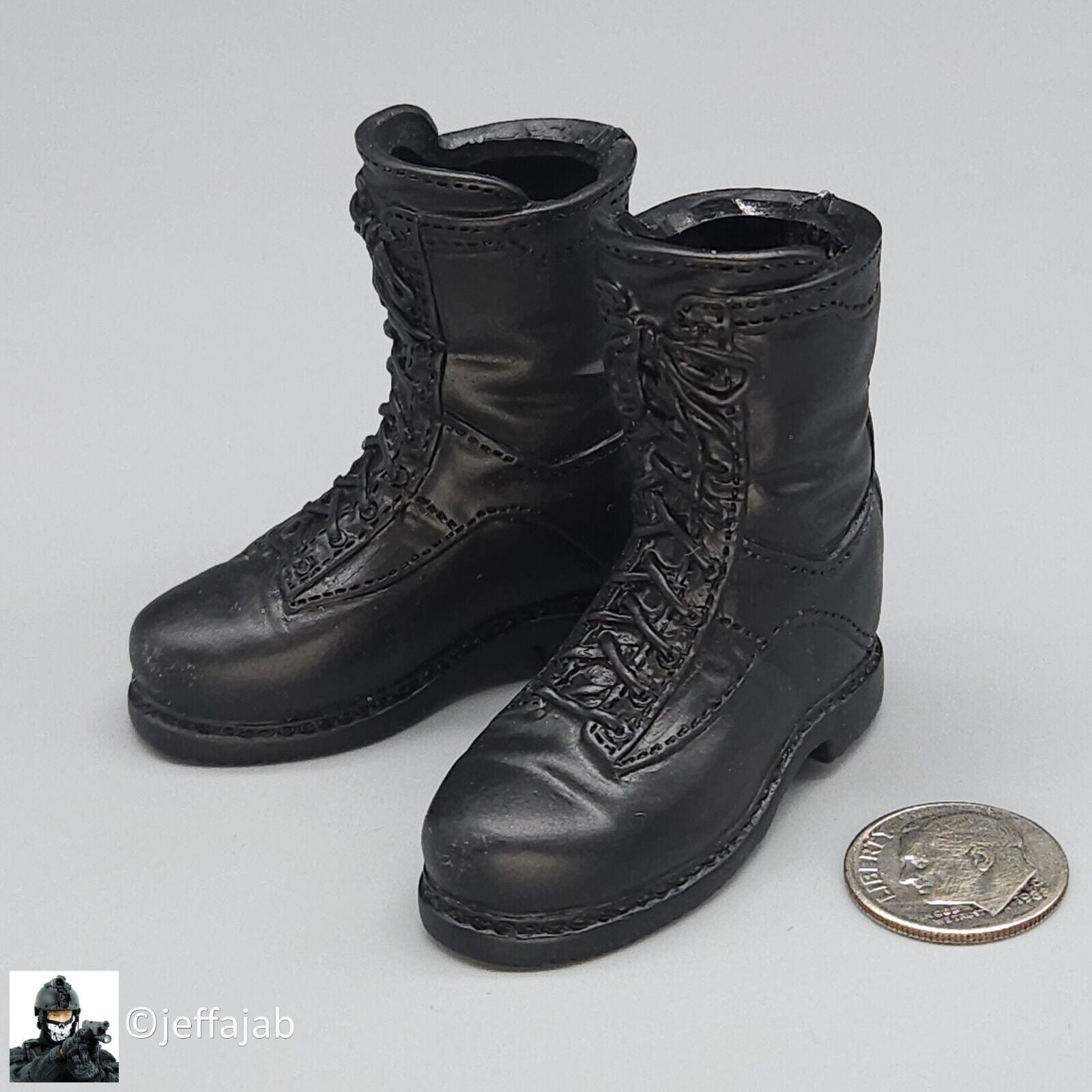 1:6 scale Dragon Navy SEAL Rick Black Combat Boots (Foot Type) for 12" Figures