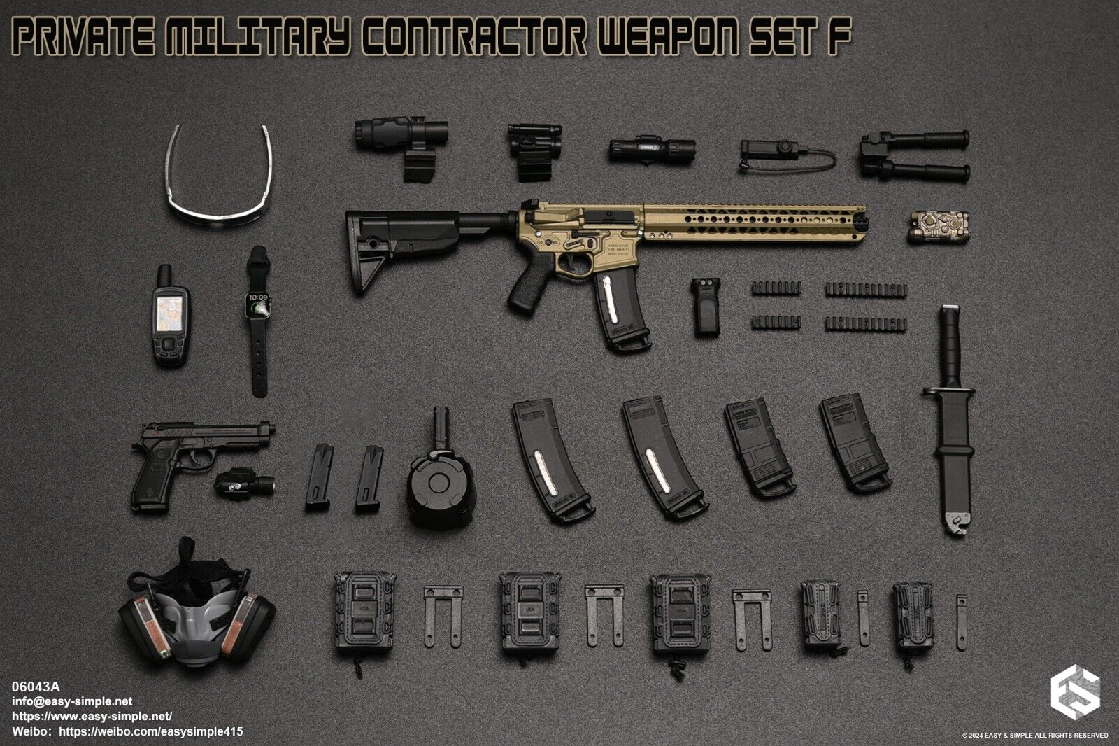 1:6 Easy & Simple Private Military Contractor Weapon Set F Ver. A for 12" Figure