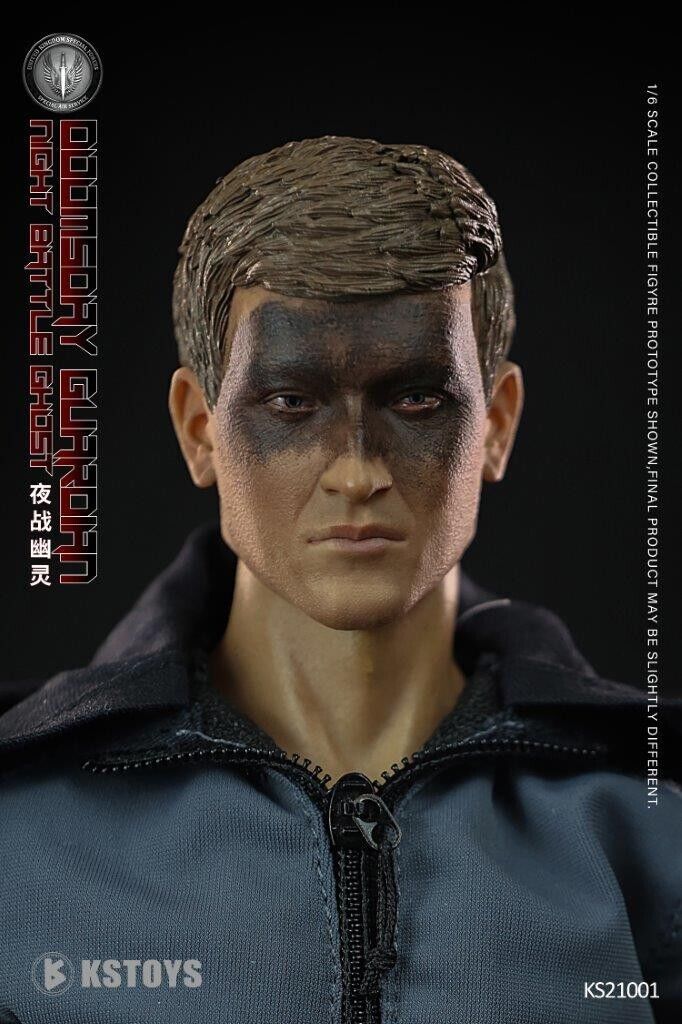 1:6 KSToys Doomsday Guardian Mens Black Tactical Gloved Hands for 12" Figures