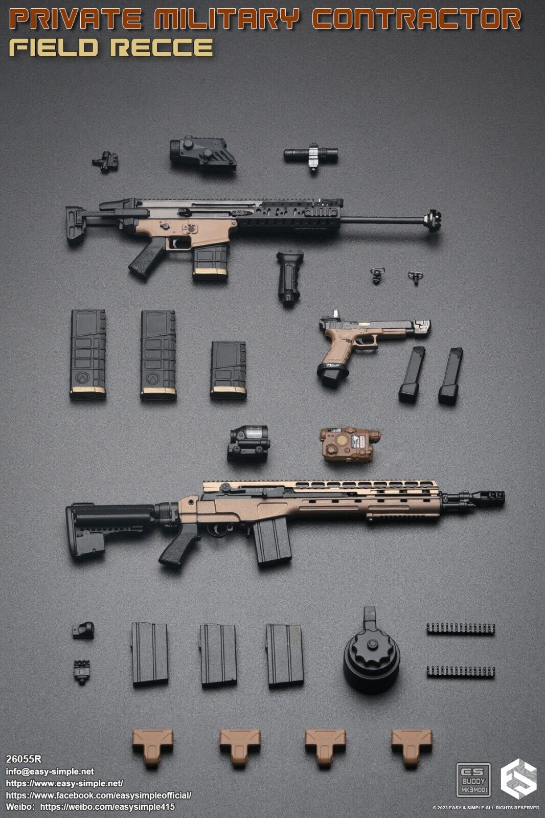 1:6 Easy & Simple PMC Field Recce SCAR H Rifle Set for 12" Figures