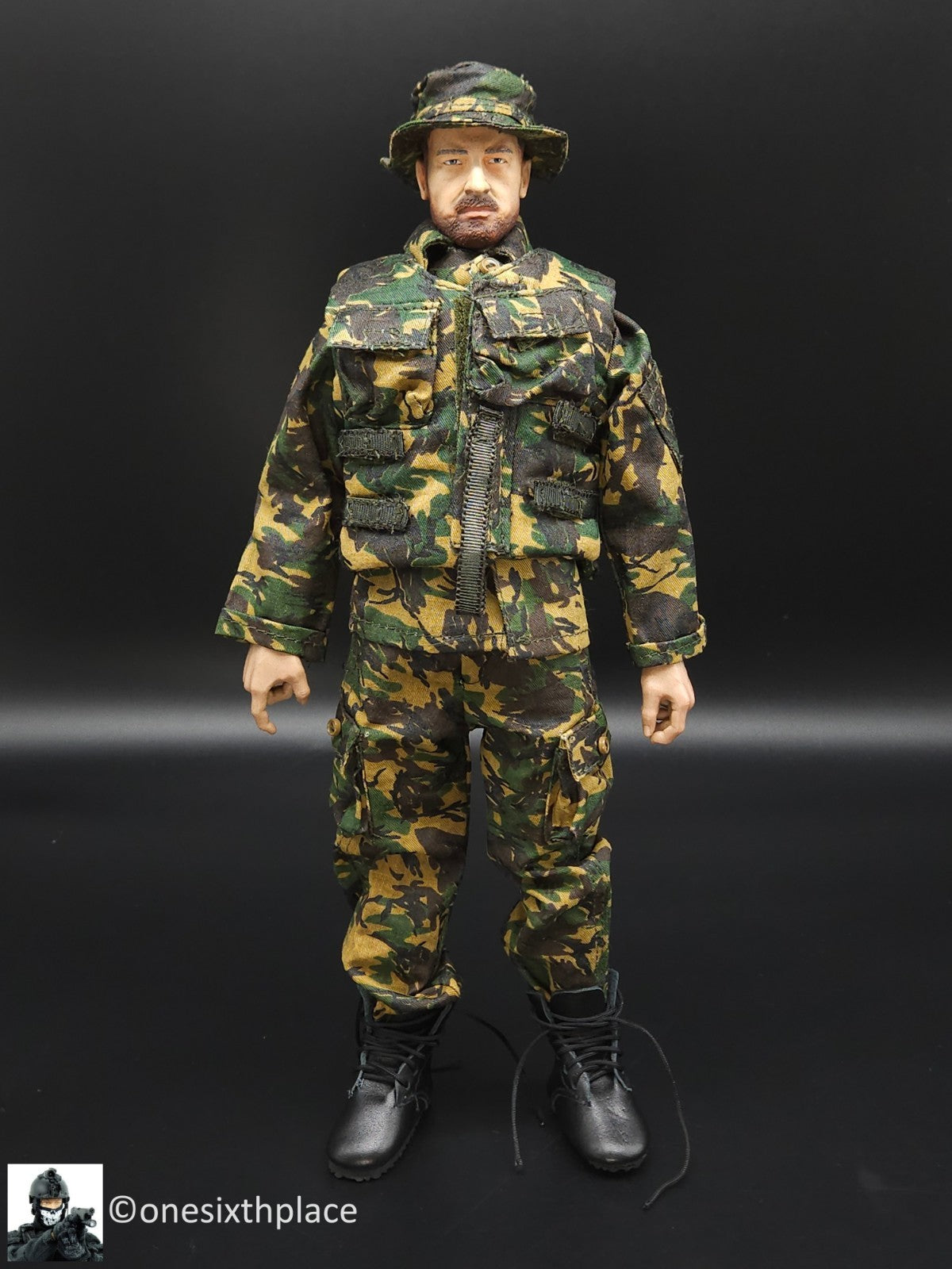 1:6 scale Combat Hero British Black Leather-Like Boots for 12" Figures