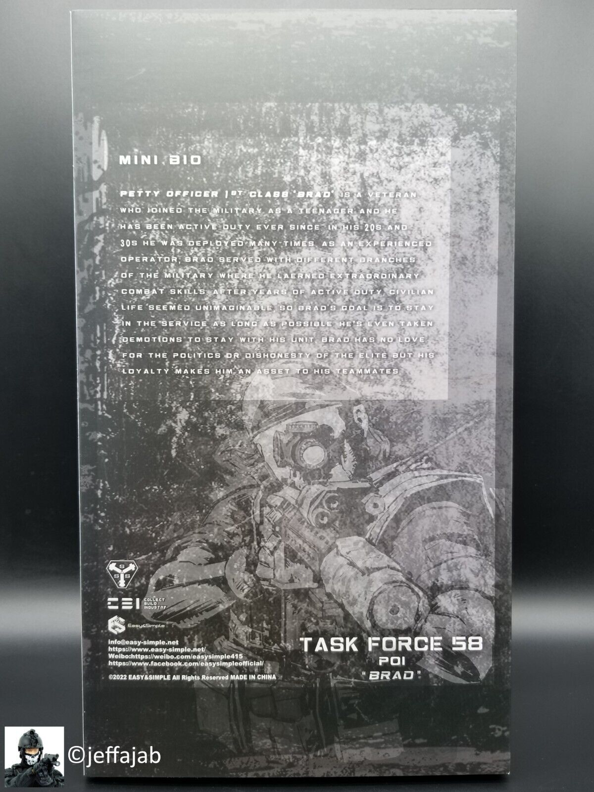 1:6 scale CBI x Easy & Simple Task Force 58 PO1 Brad 12" Boxed Figure 27005