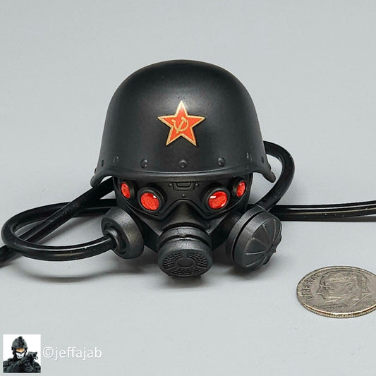 1:6 Flagset Soviet Red Alert Mobilize Troops Helmet w/ Gas Mask Head Sculpt