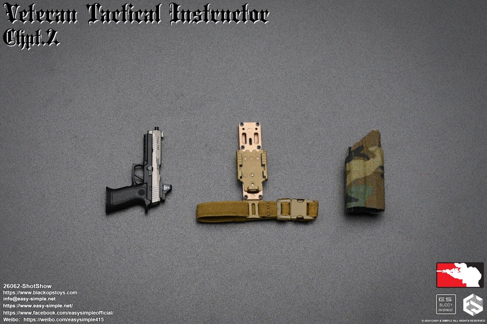1:6 Easy & Simple Veteran Tactical Instructor Ch II SHOT Show Pistol w/ Holster
