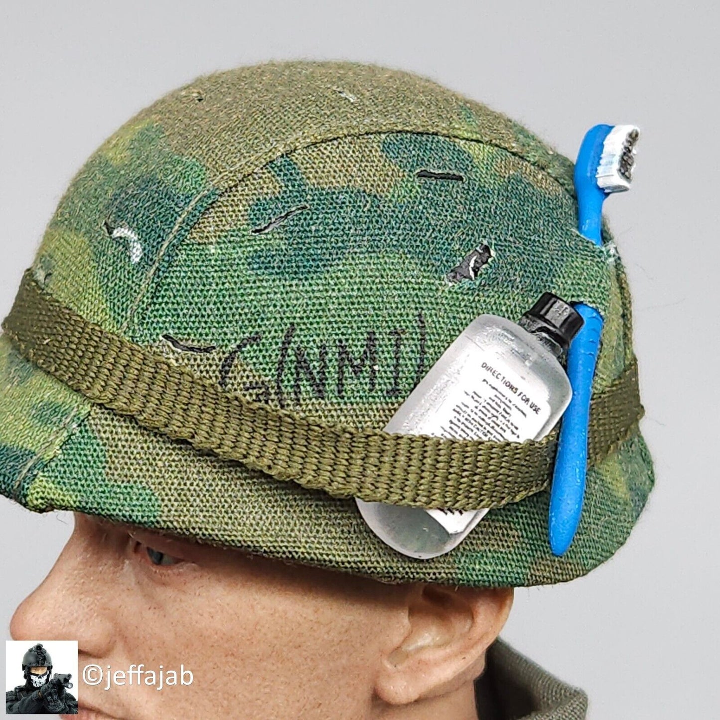 1:6 scale DJ Custom Forrest Gump in Vietnam Helmet w/ Toothbrush for 12" Figures