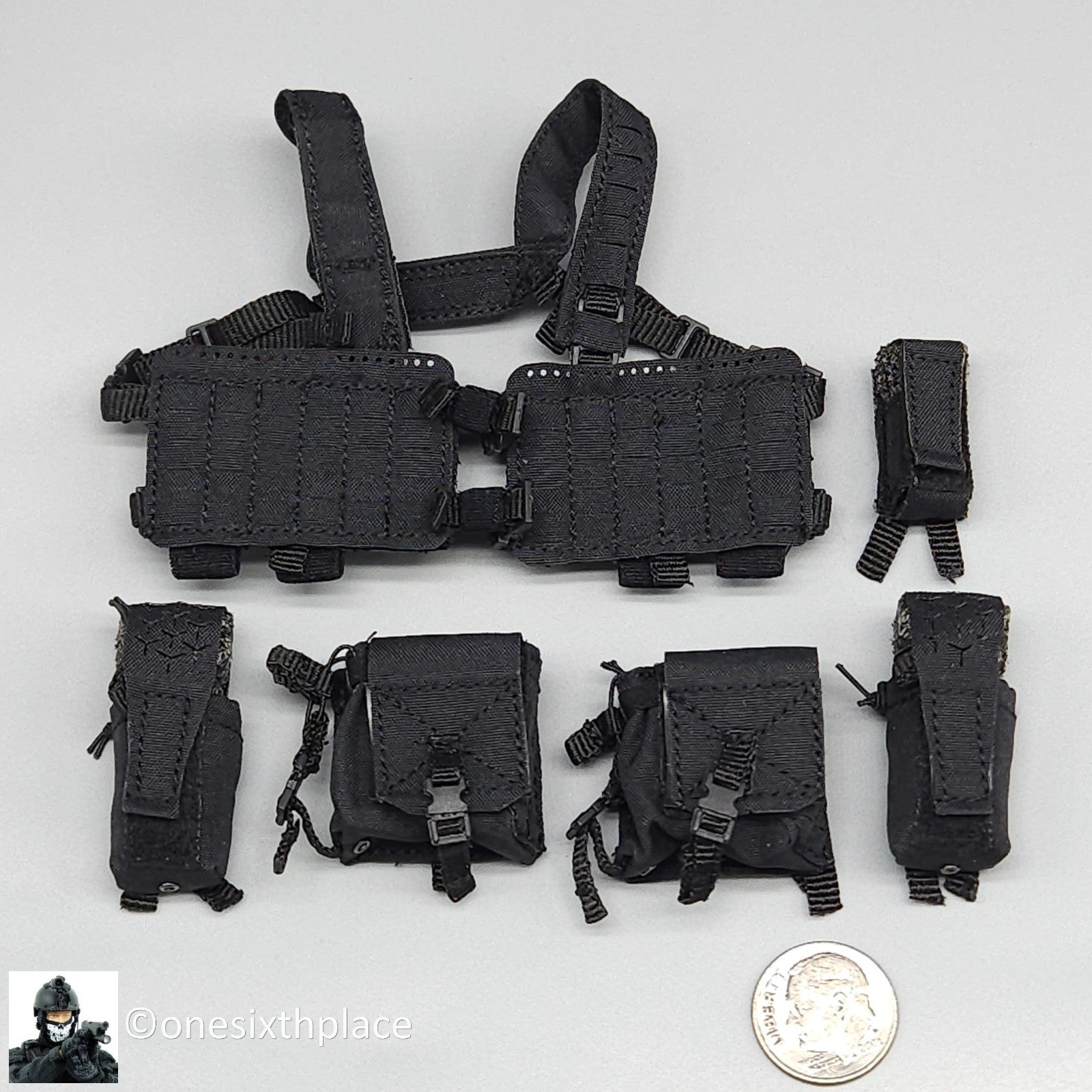 1:6 scale Easy & Simple PMC Weapon Specialist Black Chest Rig for 12" Figures