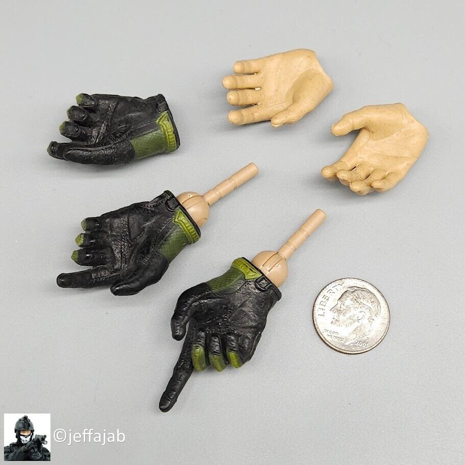 1:6 Easy & Simple CBRN Assault Team Green Gloved Hands Set for 12" Figures