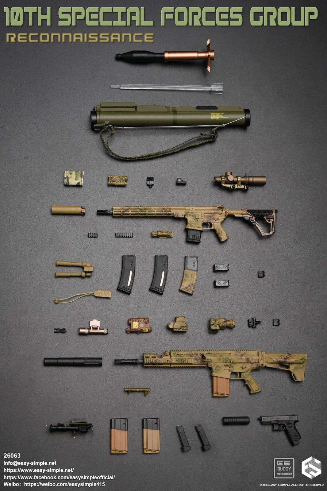 1:6 scale Easy & Simple 10th Special Forces Group URGI 5.56 M4 Rifle Set