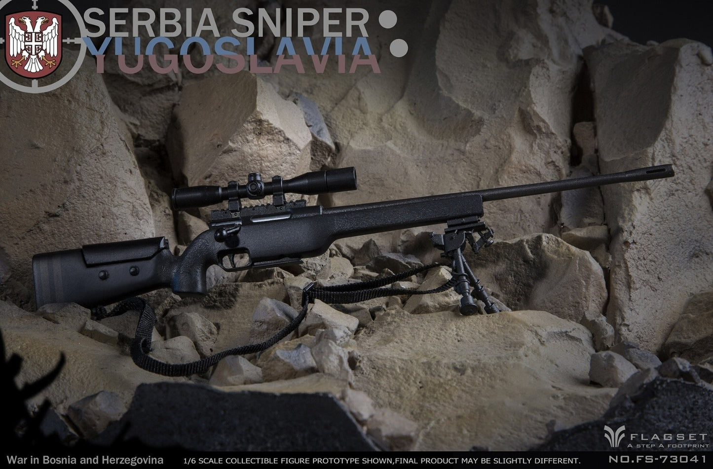 1:6 scale Flagset Serbia Sniper Rifle w/ Sling for 12" Figures