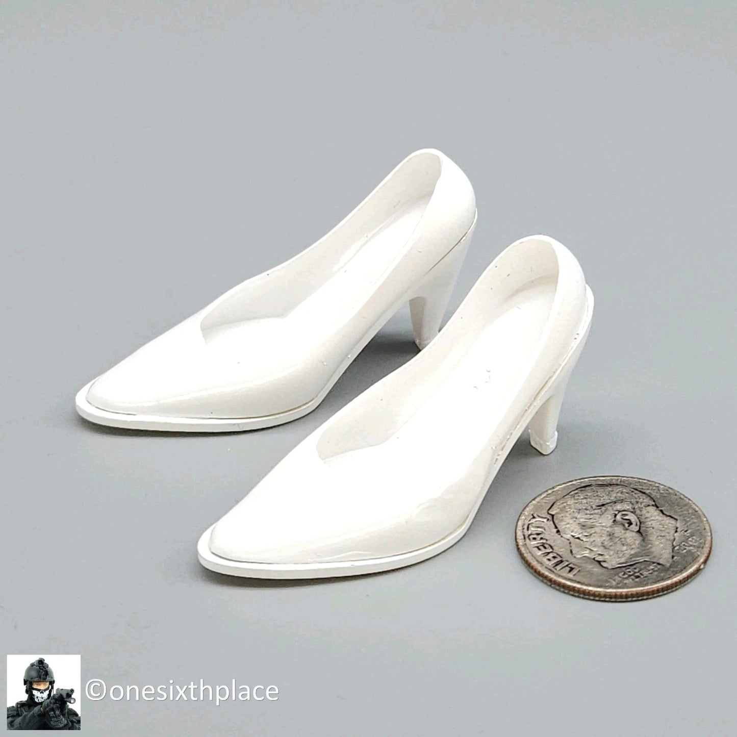 1:6 Triad Toys Female White High Heels Shoes Style B (Medium Heel) 12" Figures