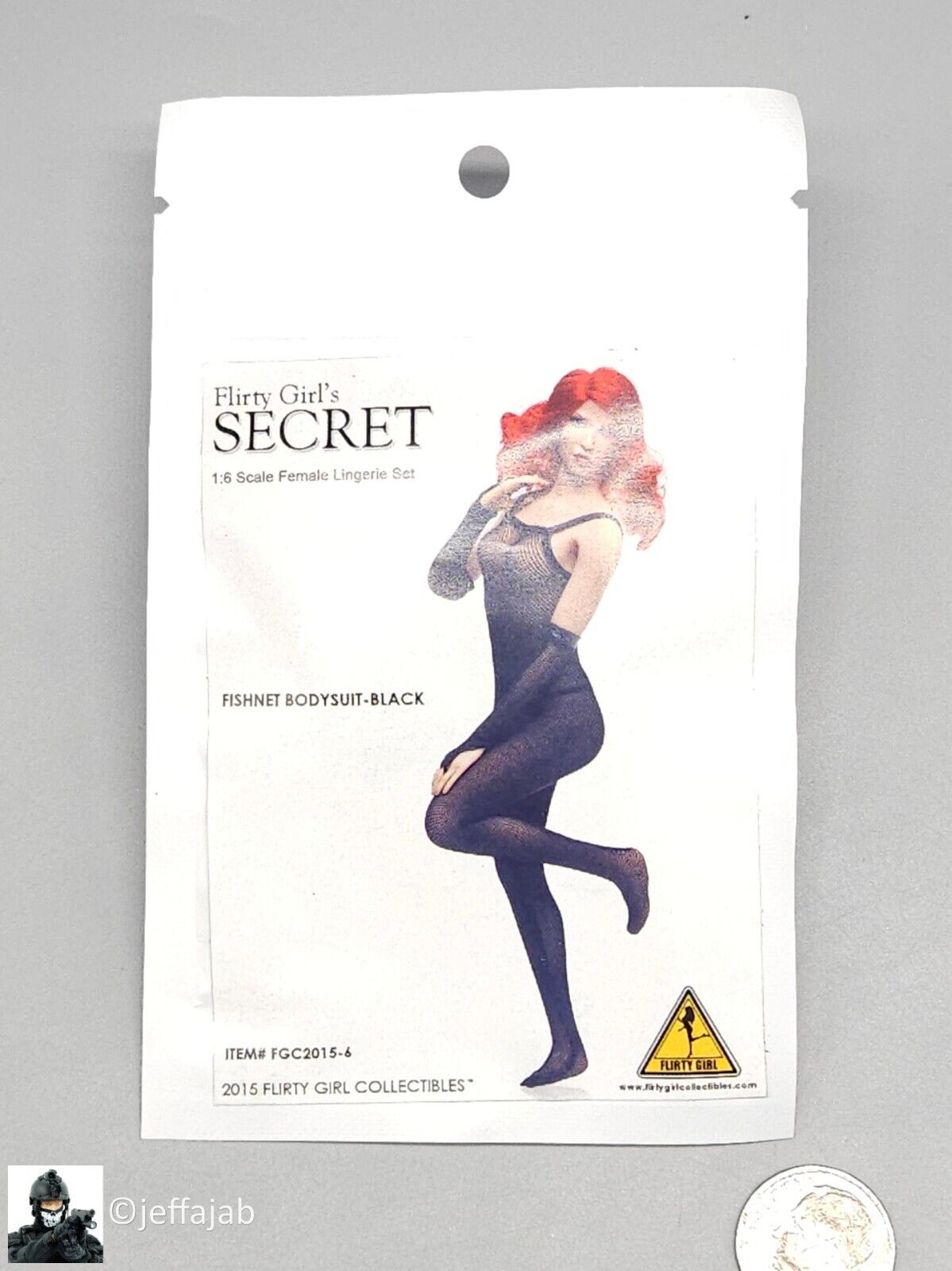 1:6 Flirty Girl Secret Female Black Fishnet Bodysuit Lingerie for 12" Figures
