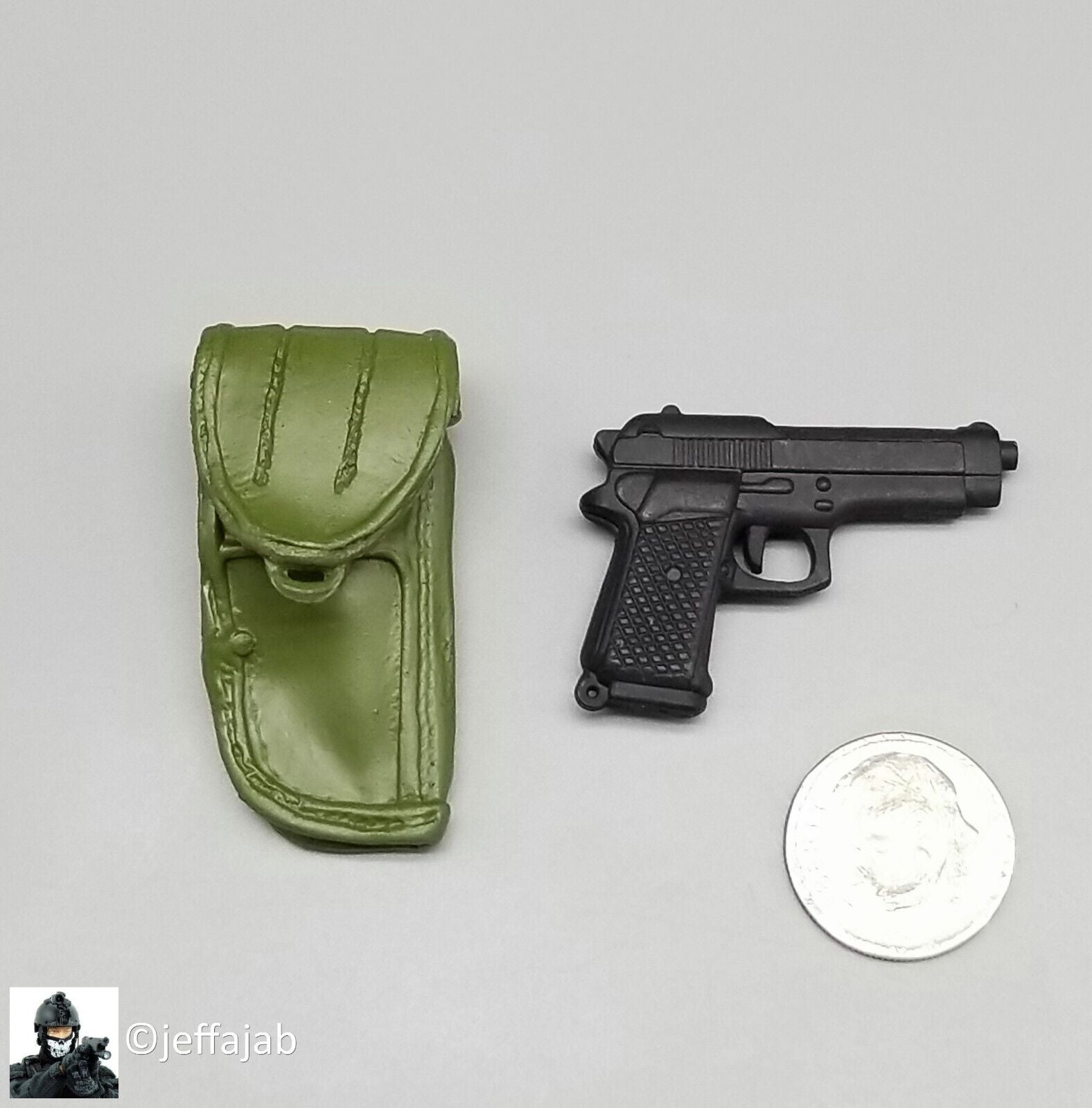 1:6 Ultimate Soldier Green M12 Holster w/ M9 Pistol for 12" Figures