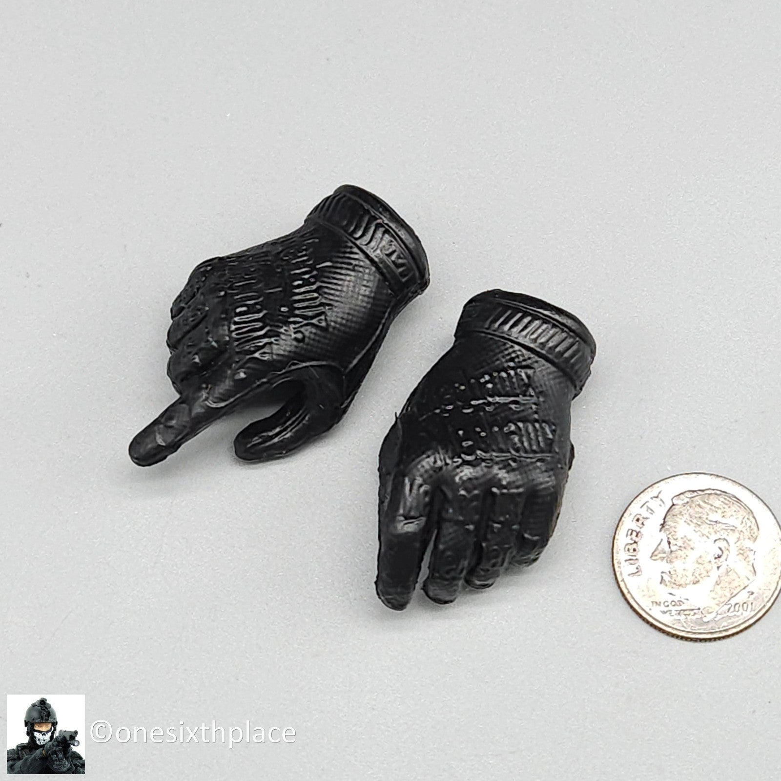1:6 Easy & Simple Molded Black Mechanix Gloved Hands for 12" Figures