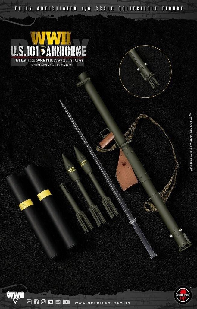1:6 scale Soldier Story WWII US 101st Airborne Pvt Ryan M1A1 Bazooka Set