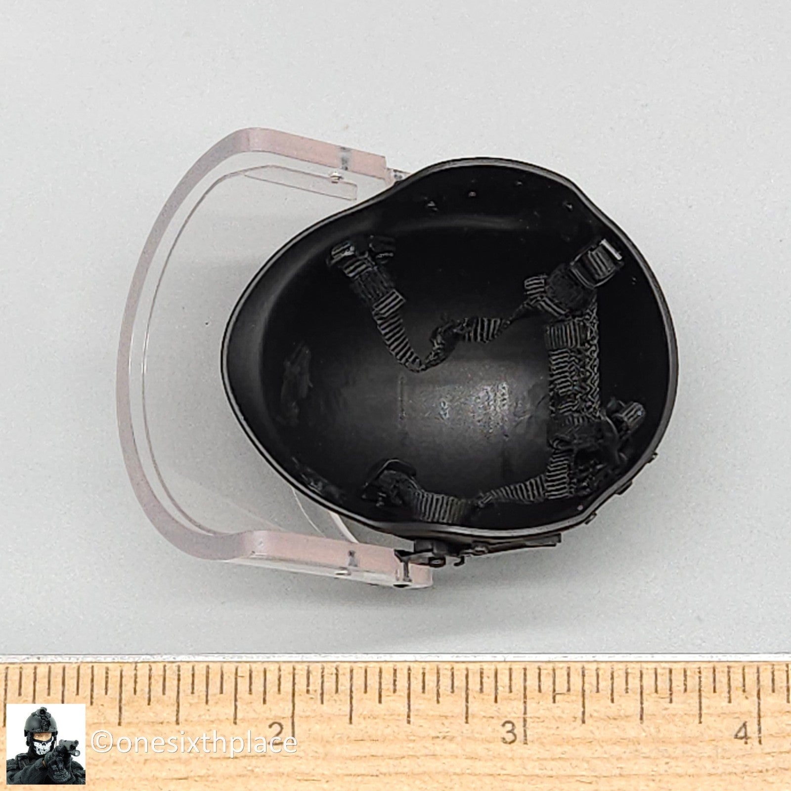 1:6 DamToys French Police Unit Black Riot Helmet for 12" Figures