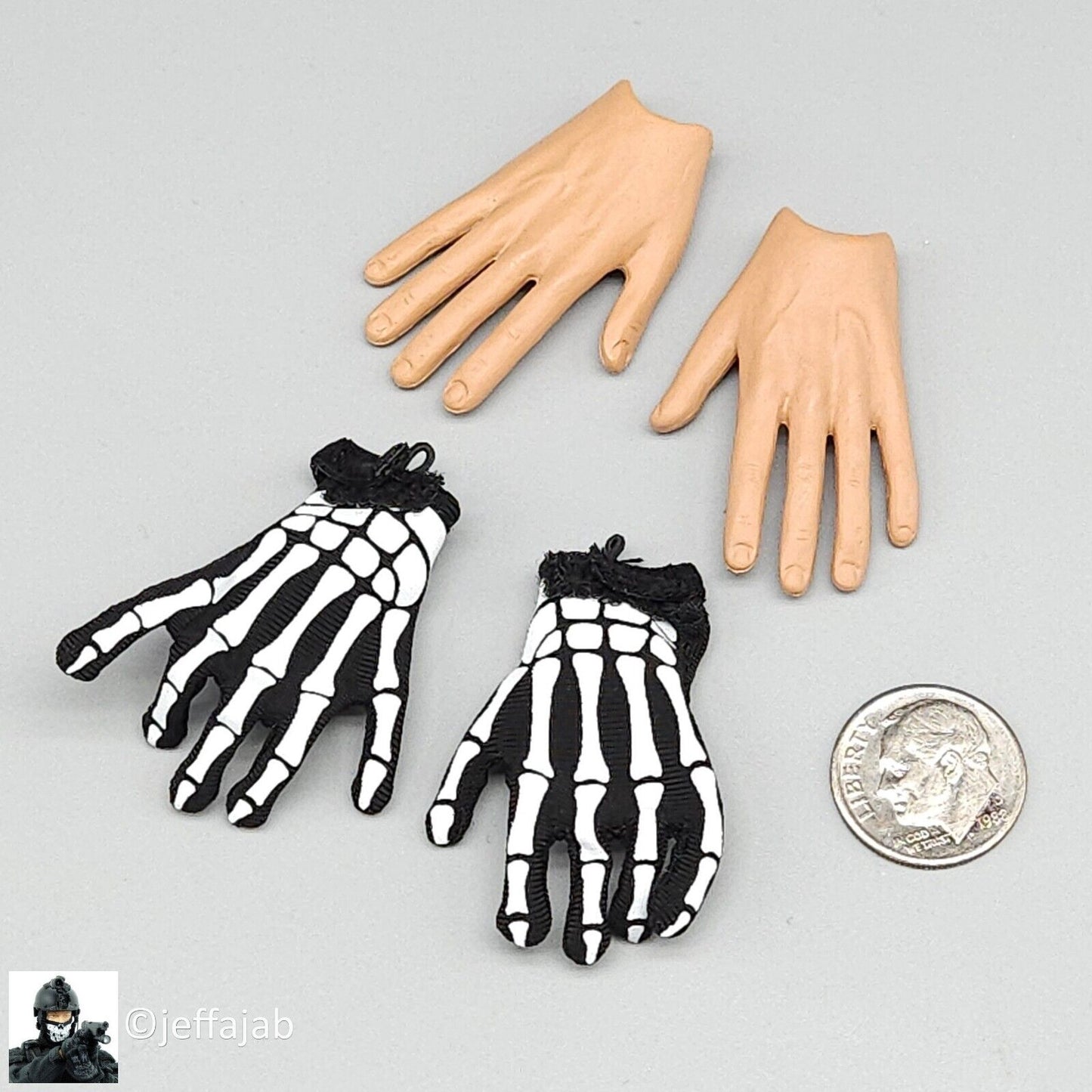 1:6 KSToys Doomsday Guardian Skeleton Gloves w/ Bendy Hands for 12" Figures