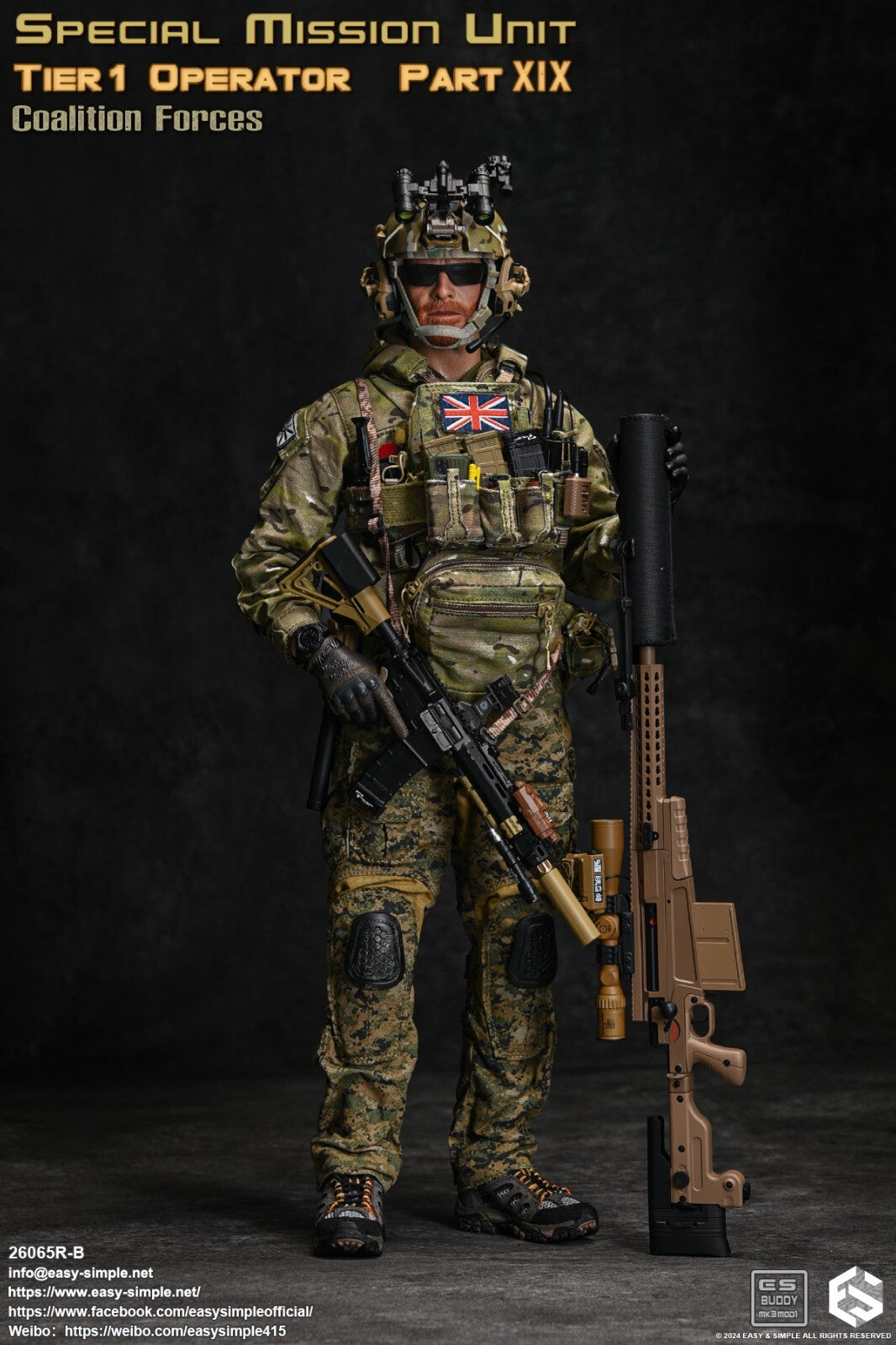 1:6 scale Easy & Simple Coalition Forces British SAS Multicam Jacket 12" Figures