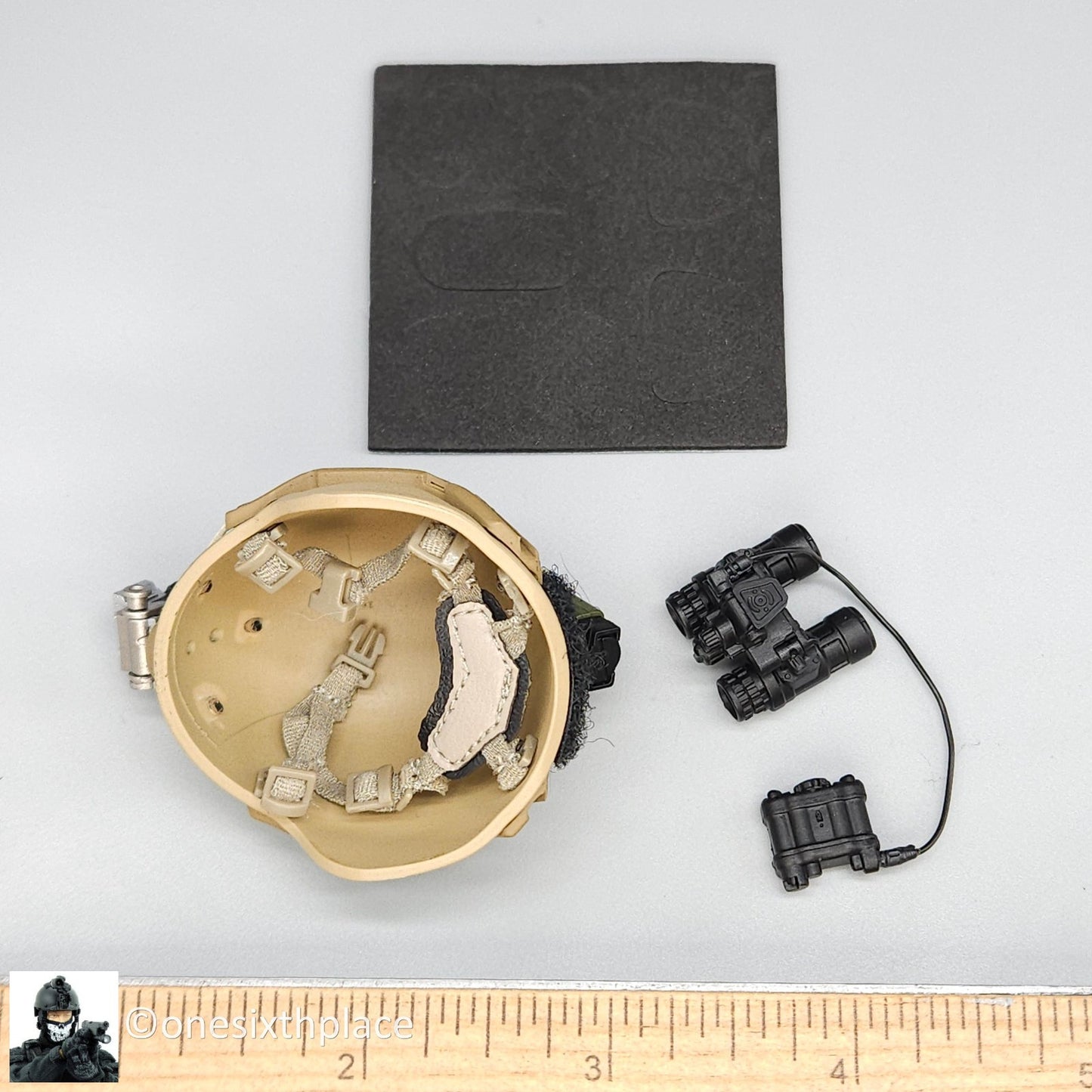 1:6 scale Easy Simple Tan Ballistic Helmet w/ NVG for 12" Figures