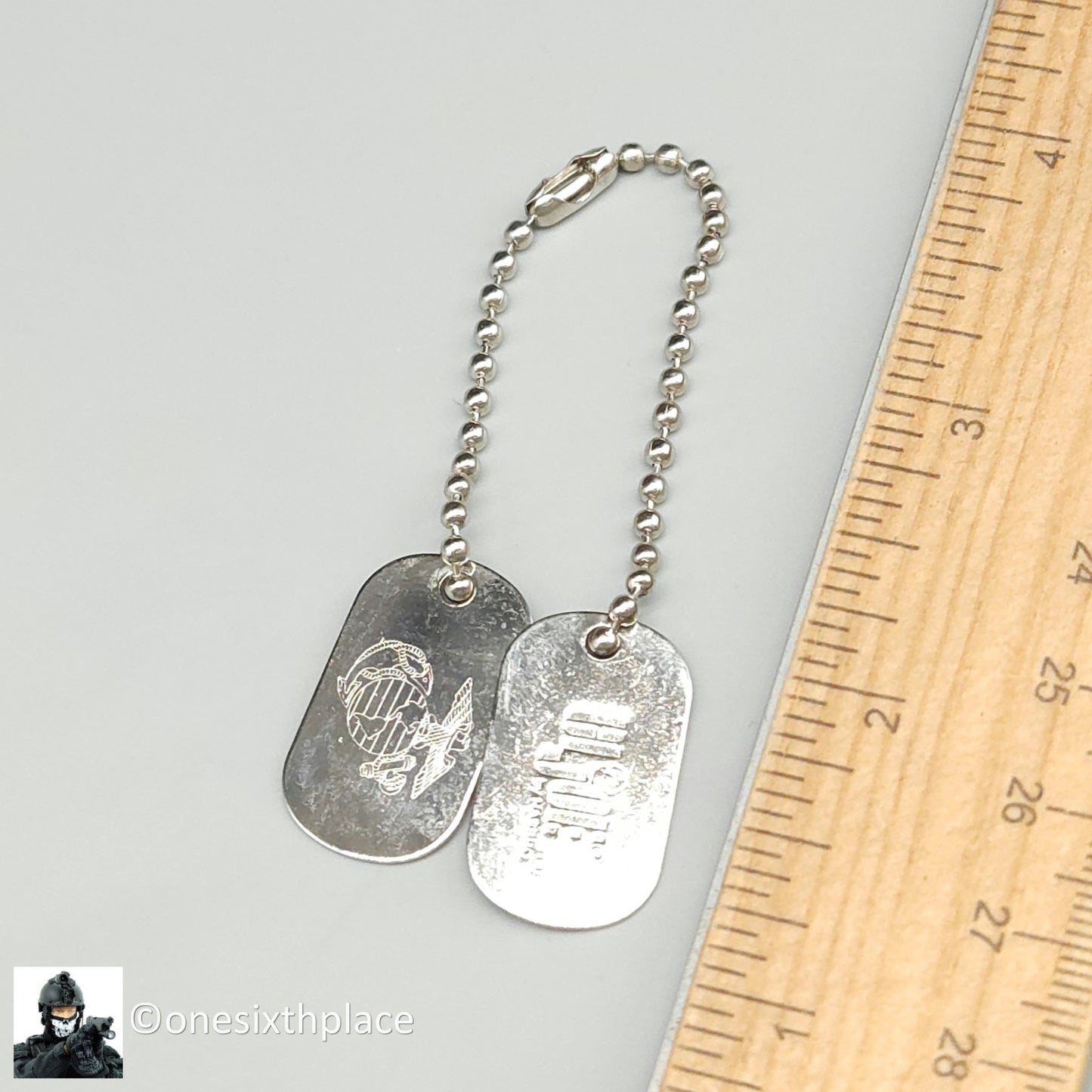 1:6 scale 1990s Hasbro GI Joe USMC Metal Dog Tags for 12" Figures
