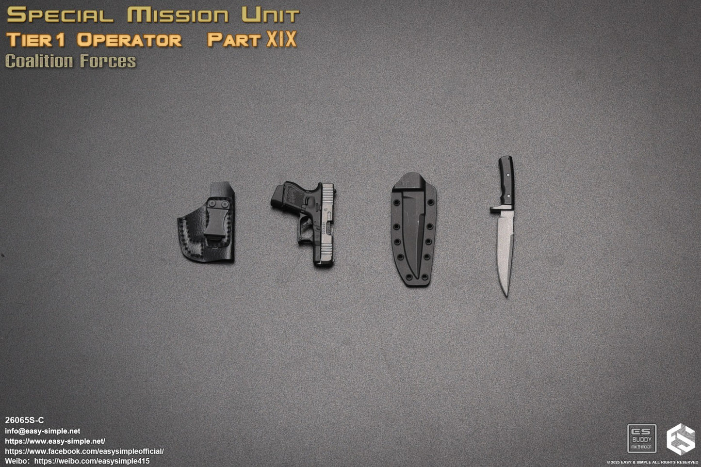 1:6 scale Easy & Simple Coalition Forces Subcompact Pistol 12" Figures 26065SC