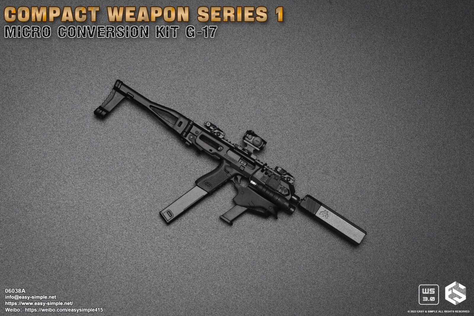 1:6 scale Easy & Simple Compact Weapons #1 - Micro Conversion Set A Black PDW