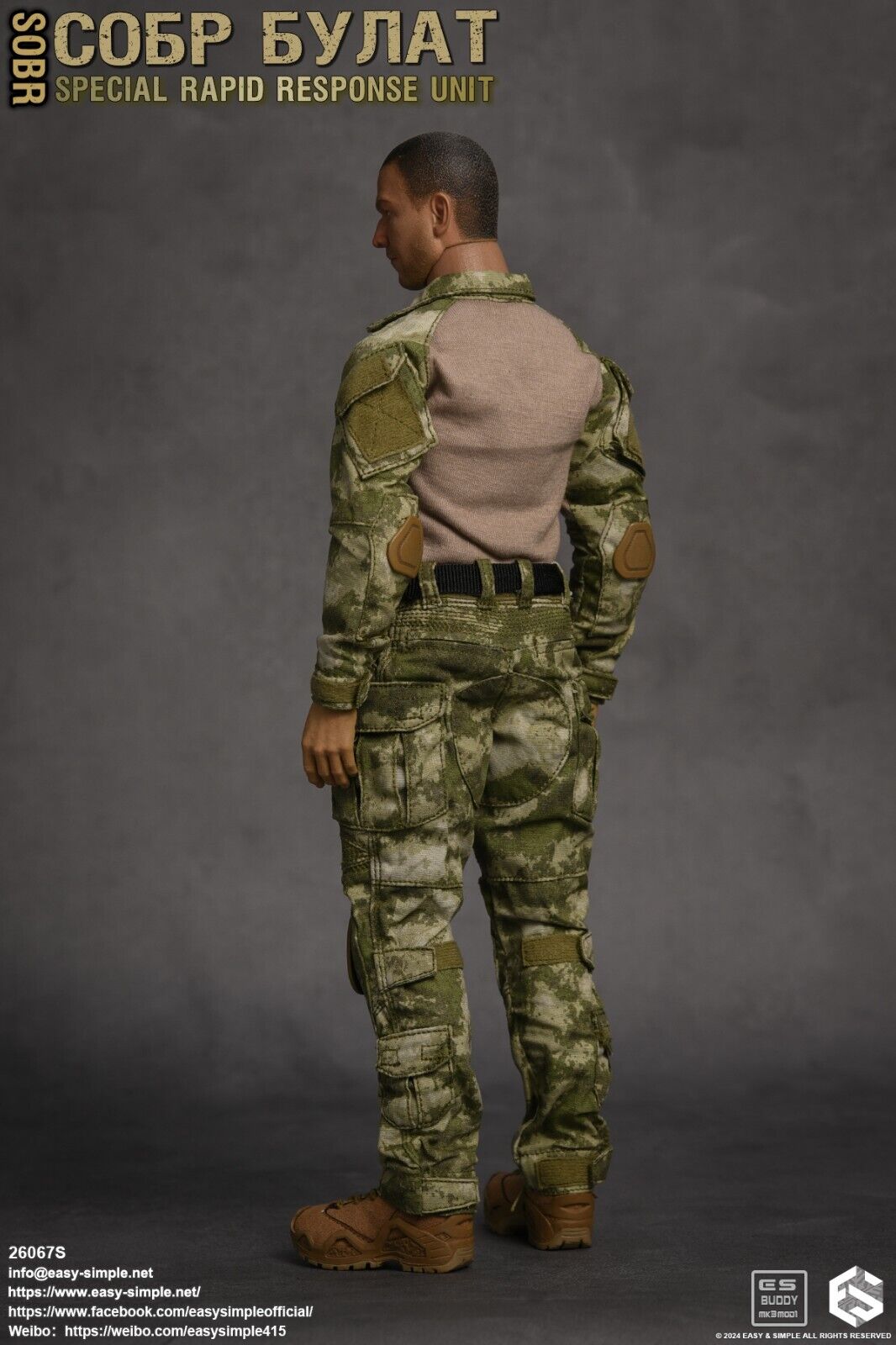 1:6 Easy & Simple Russian Rapid Response Unit SOBR Mens Black T-Shirt 12" Figure