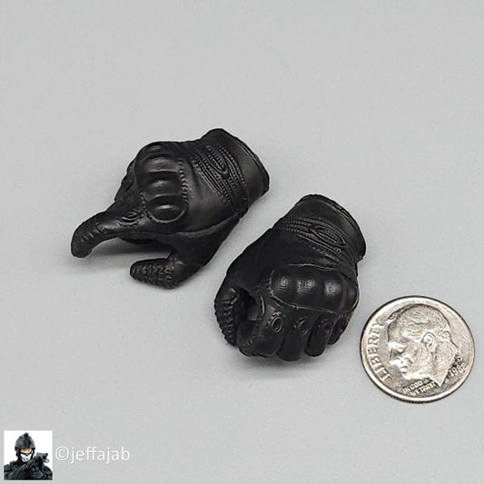 1:6 KSToys Doomsday Guardian Mens Black Tactical Gloved Hands for 12" Figures