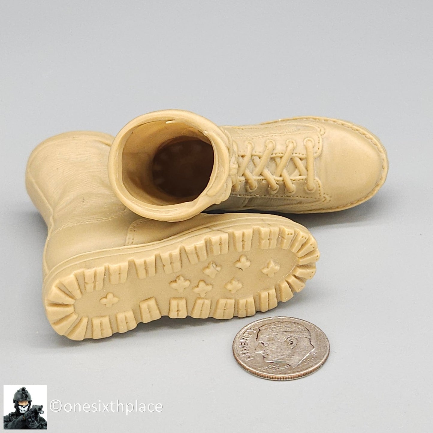 1:6 scale BBI Desert Tan Combat Boots (Foot Type) for 12" Figures