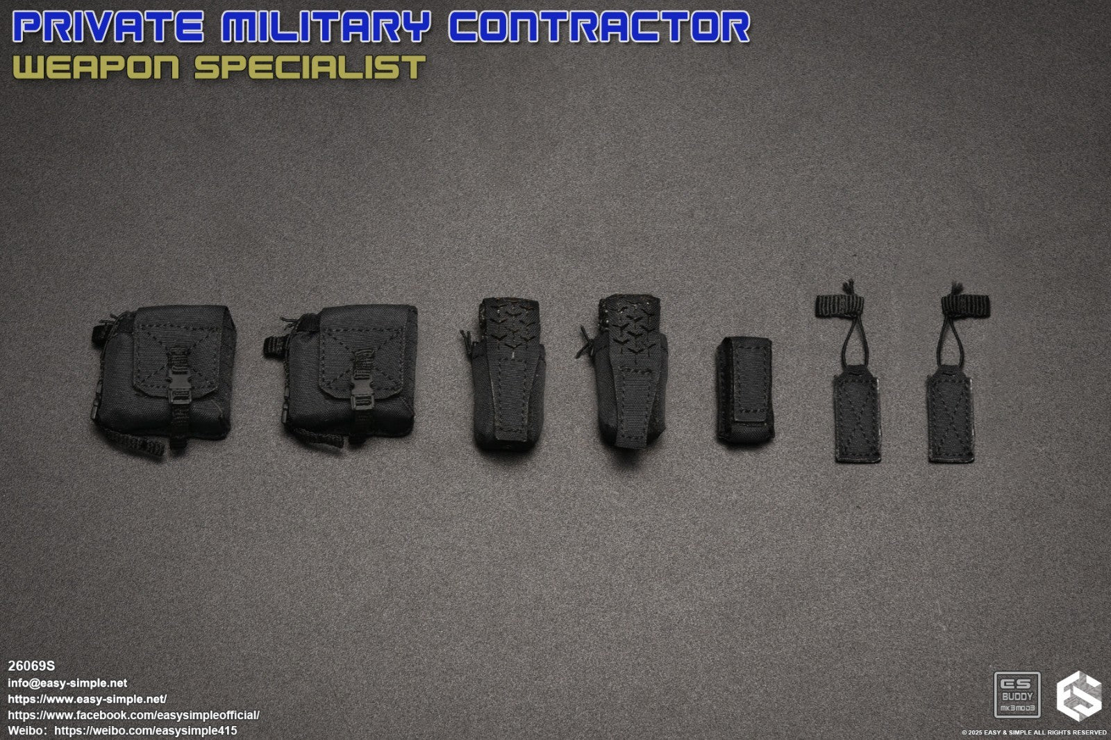 1:6 scale Easy & Simple PMC Weapon Specialist Black Chest Rig for 12" Figures