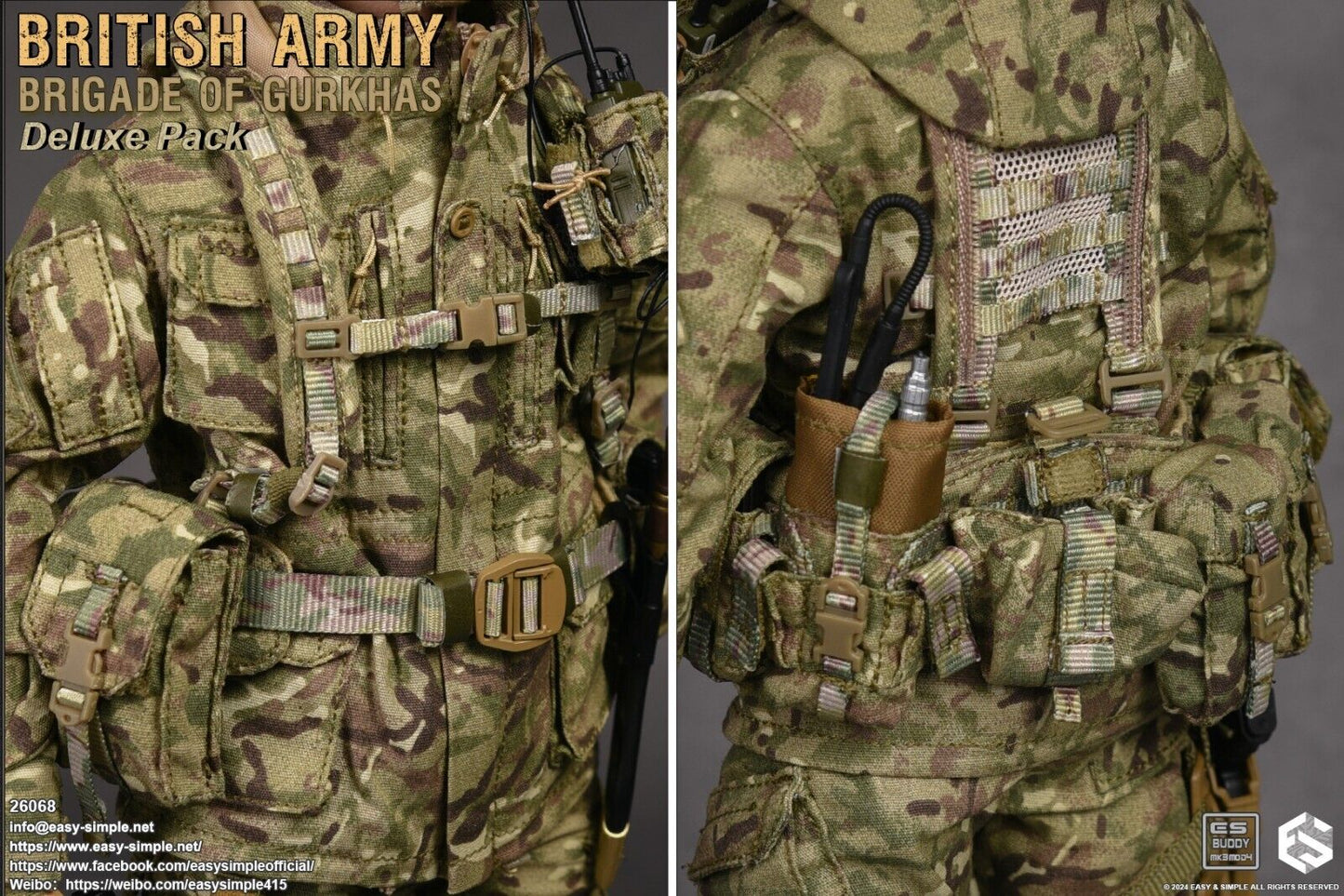 1:6 Easy & Simple British Army Brigade of Gurkhas MTP Camo Belt Yoke Pouches Set