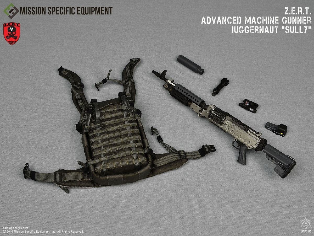 1:6 scale ZERT Juggernaut Sully M240 LMG w/Ammo Belt & MICO Ammo Carrier
