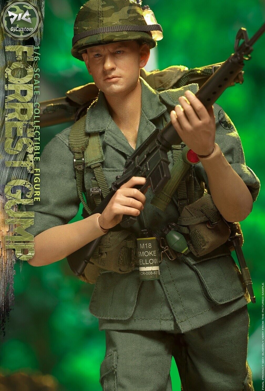1:6 scale DJ Custom Forrest Gump in Vietnam Helmet w/ Toothbrush for 12" Figures