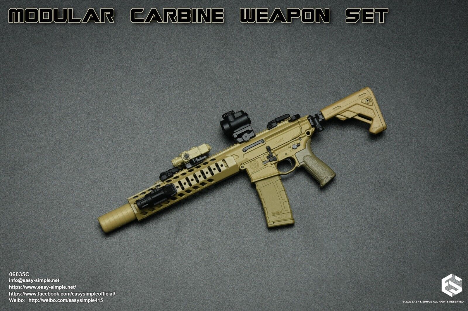 1:6 scale Easy & Simple Modular Carbine Weapon Set C - MCX .300 CQB Rifle 06035C