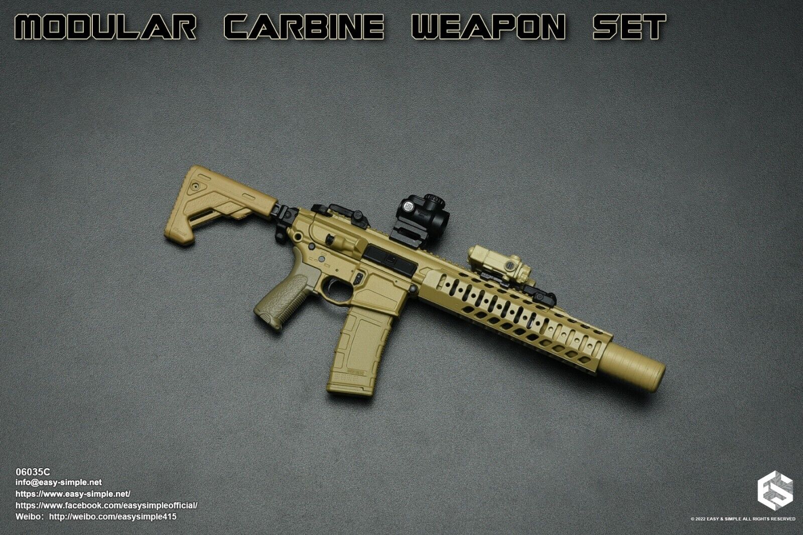 1:6 scale Easy & Simple Modular Carbine Weapon Set C - MCX .300 CQB Rifle 06035C