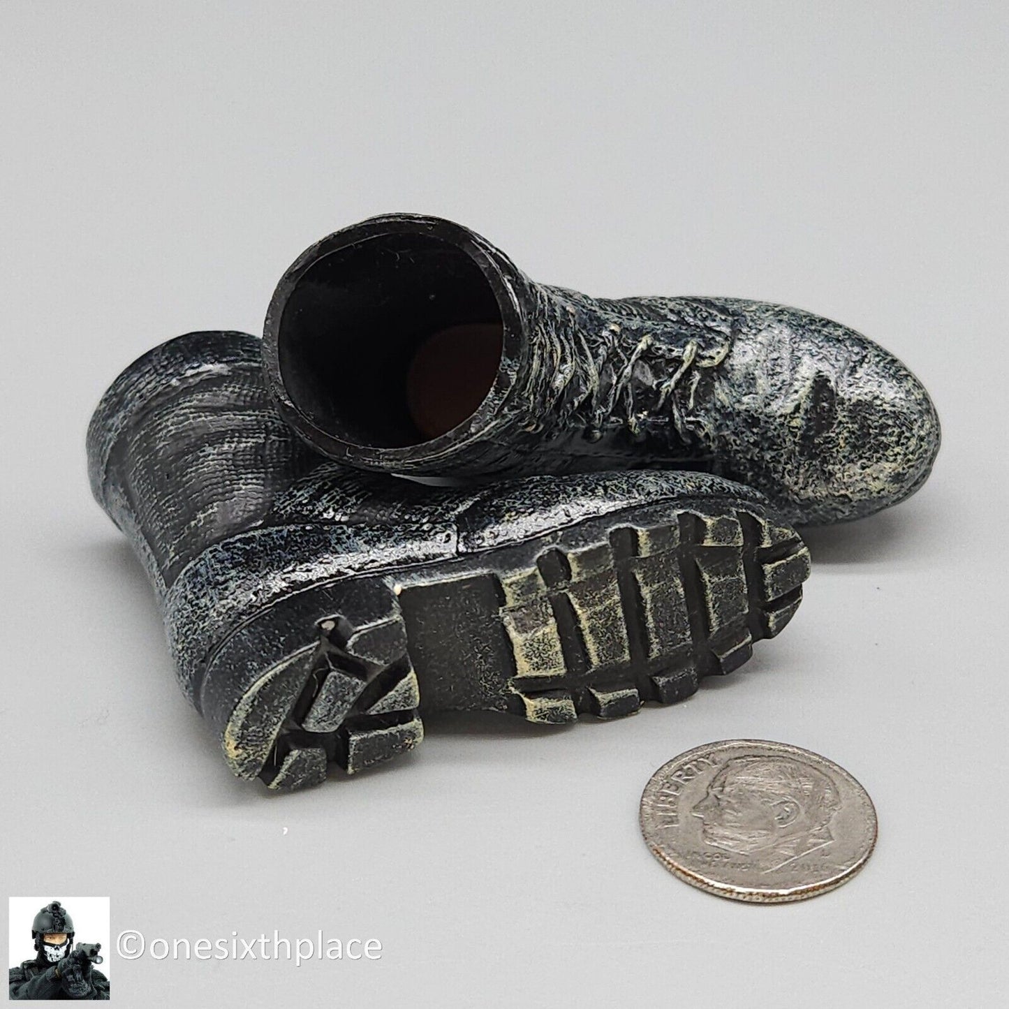 1:6 scale Dragon Black Combat Boots - Very Weathered (Foot Type) for 12" Figures